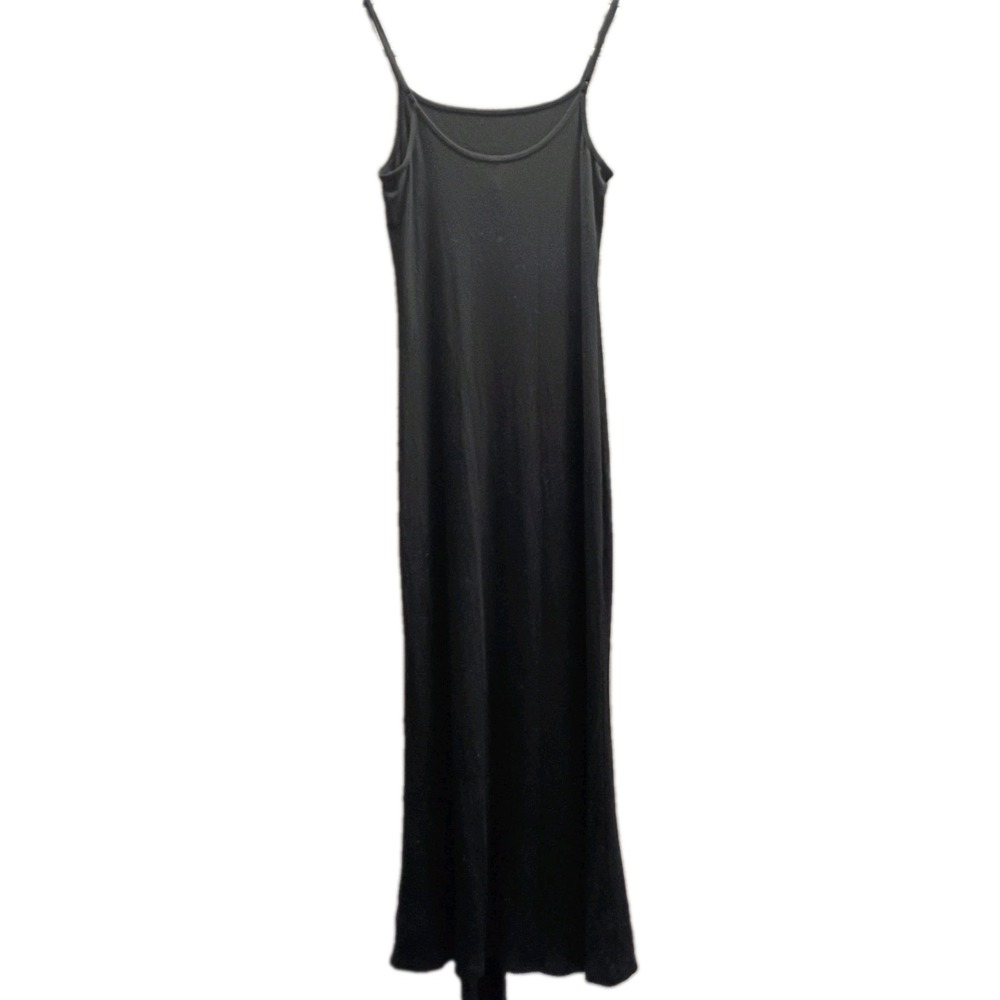 Aritzia group babaton Black Long Soft Lounge Ribbed Slip Dress Onyx Size Large